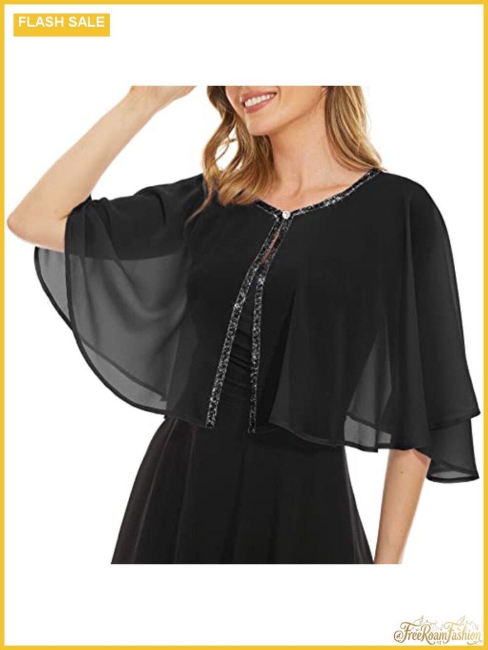 Chiffon Sequin Shawl Wrap Cape Evening Formal Wedding Cover Up